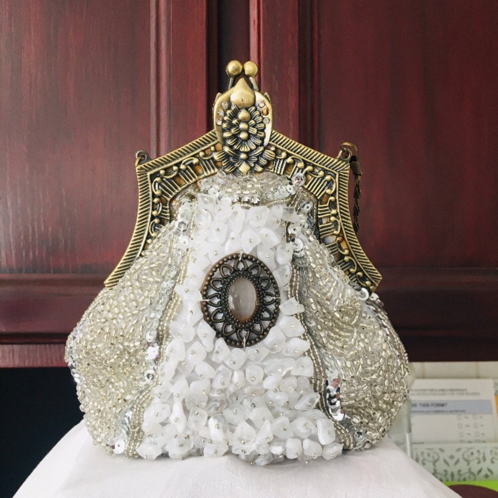 VTG Victorian Beaded Sequins Handle Shoulder Bag